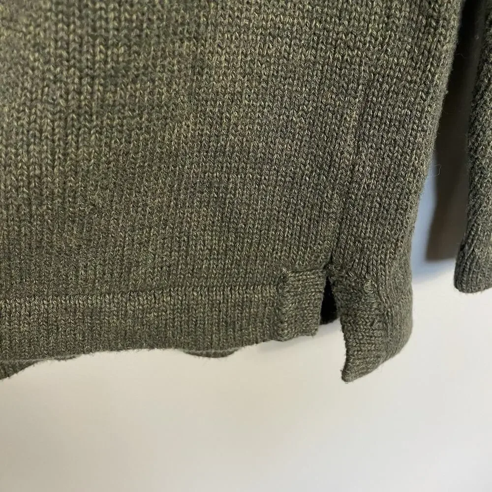 Carbon 2 Cobalt 1/4 Zip Sweater Mens Large Olive Rib Knit Textured Preppy Casual